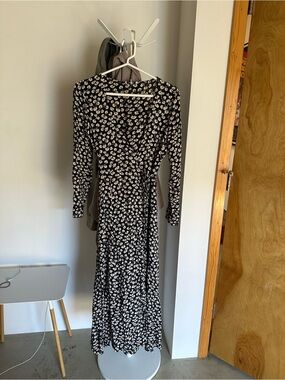 Ganni navy floral Rosenberg wrap dress